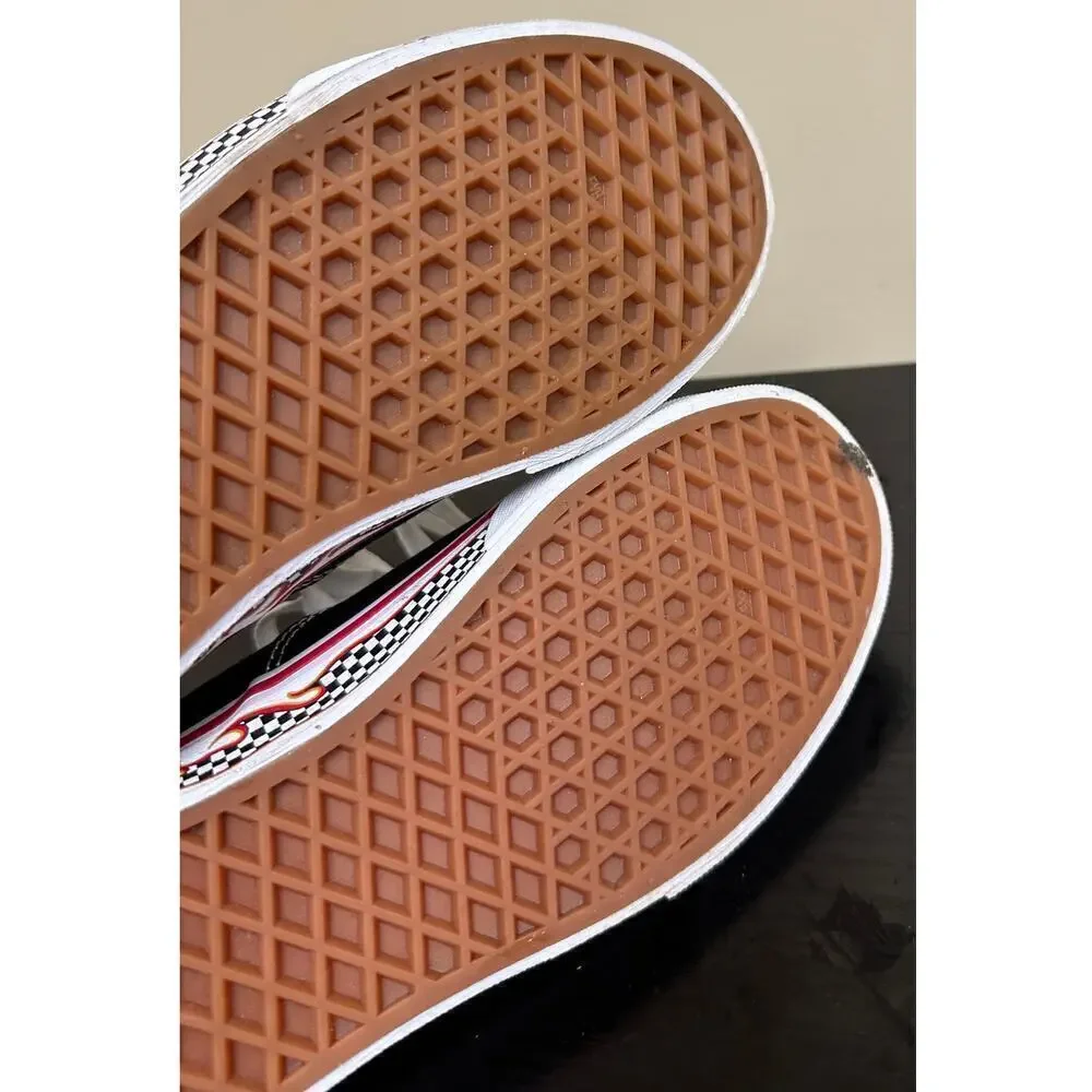 Vans Youth Black White Doheny Flame Check Sidewall Lace Up Sneakers Size 7